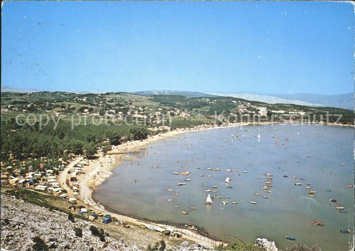 Rab Kroatien Rajska Plaza Fliegeraufnahme Strand Camping