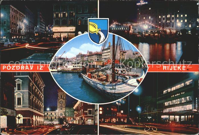 Rijeka Fiume Hafen Stadt bei Nacht