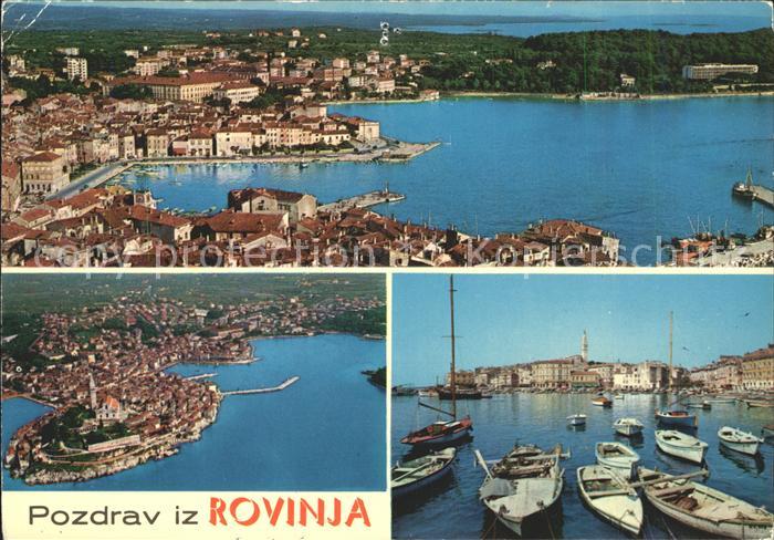 Rovinj Istrien Hafen Boote Fliegeraufnahme