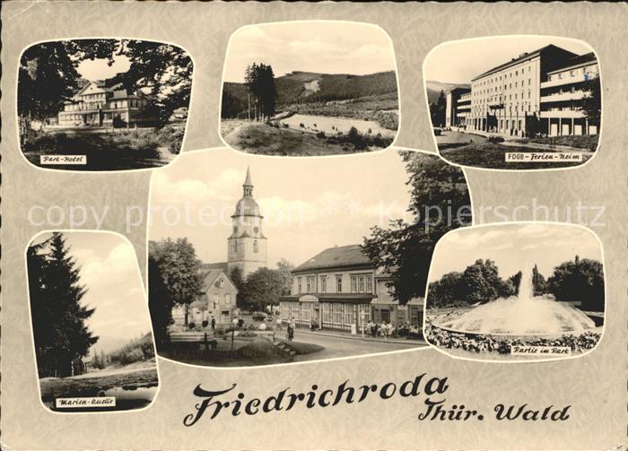Friedrichroda Park Hotel FDBG Ferienheim Marien Quelle Kirche Partie im Park