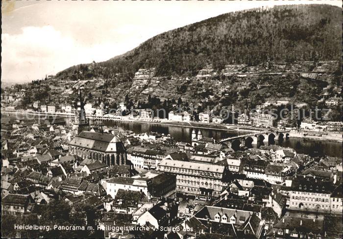 Heidelberg Neckar Panorama mit Heiliggeistkirche