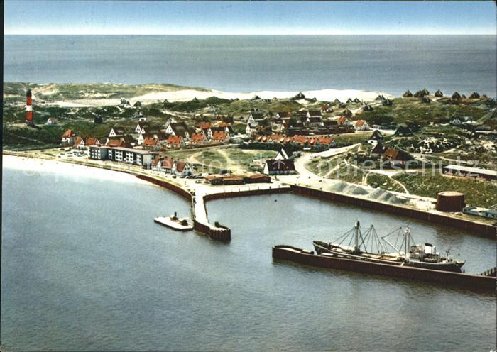 Hoernum Sylt Hafen Frachtschiff Nordseebad Fliegeraufnahme
