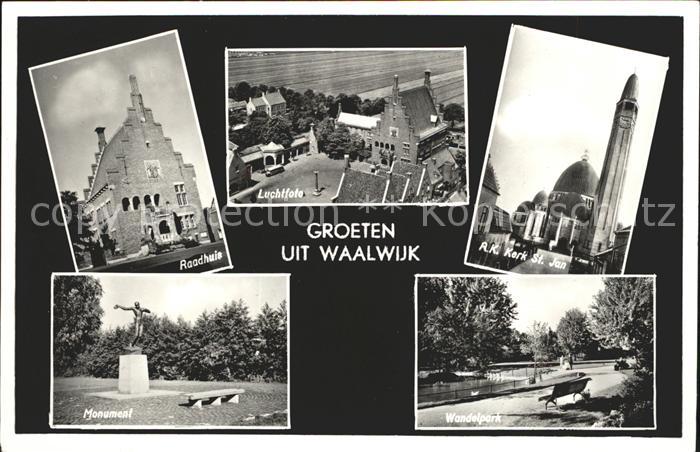 Waalwijk Raadhuis Luchtfoto RK Kerk St Jan Monument Wandelpark