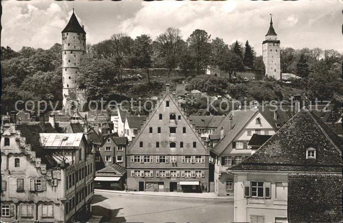 Biberach Riss Kapellenplatz mit Weissem Turm und Gigelturm