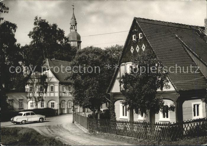 Schoenbach Sachsen Dorfpartie Kirche