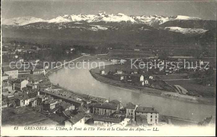Grenoble Panorama Isere Pont de l'Ile Verte Chaine des Alpes
