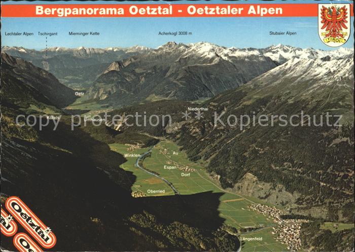 oetz Tirol Bergpanorama Oetztal Laengenfeld Oetztaler Alpen Wappen Fliegeraufnah