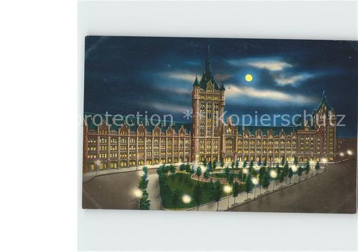 Albany New York Delaware and Hudson Building at moonlight