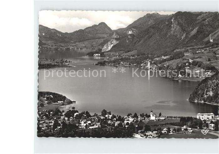 Wolfgangsee mit Strobl St Wolfgang und St Gilgen Fliegeraufnahme