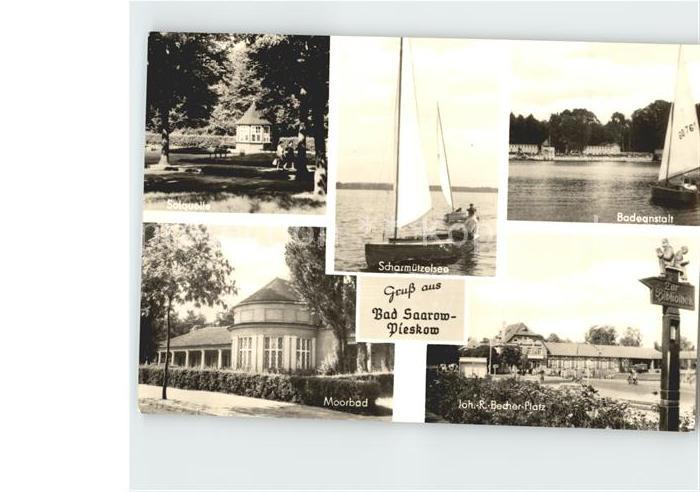 Pieskow Bad Saarow Solquelle Badeanstalt Scharmuetzelsee Segelboot Moorbad Platz
