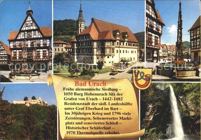 Bad Urach Fachwerkhaeuser Wassefall Burg