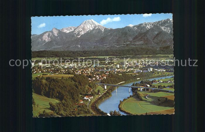Villach Kaernten Fliegeraufnahme mit Drau