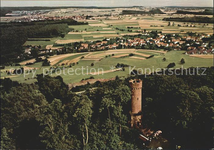 Waldkatzenbach Fliegeraufnahme Aussichtsturm auf dem Katzenbuckel