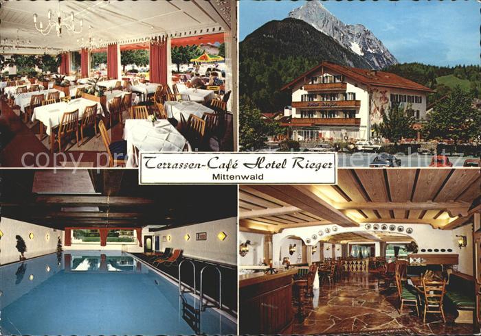 Mittenwald Bayern Terrassen Cafe Hotel Rieger Sauna Massage