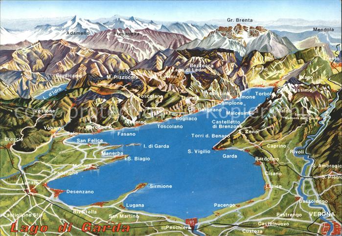 Lago di Garda Panoramakarte Pacengo Gr Brenta Mendola Fasano