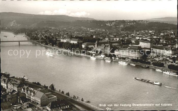 Koblenz Rhein Blick von Festung Ehrenbreitstein