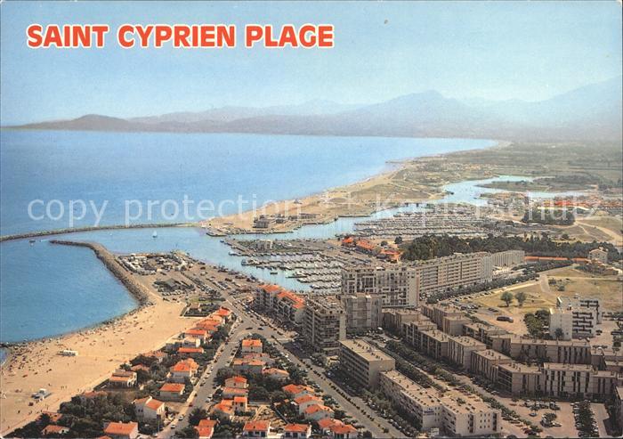 Saint-Cyprien Plage Fliegeraufnahme mit Hafen
