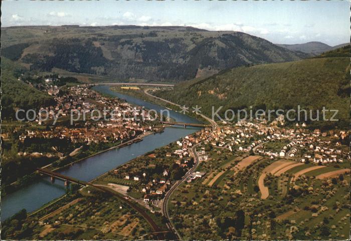 Neckargemuend Fliegeraufnahme mit Flusspartie