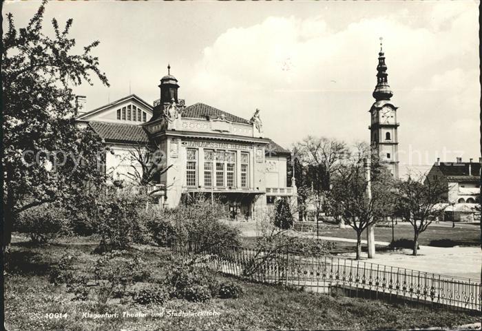 Klagenfurt Woerthersee Theater und Stadtpfarrkirche
