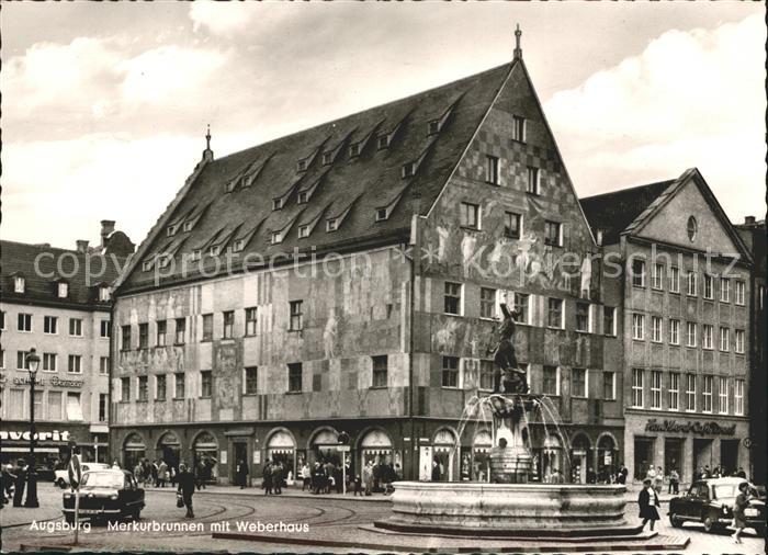 Augsburg Merkurbrunnen mit Weberhaus
