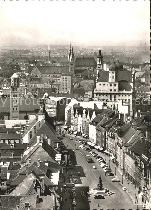 Augsburg Maximilianstrasse und Tuerme der Stadt