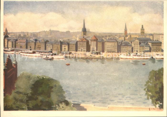 Stockholm Altstadt akvarell Stig Soedersten
