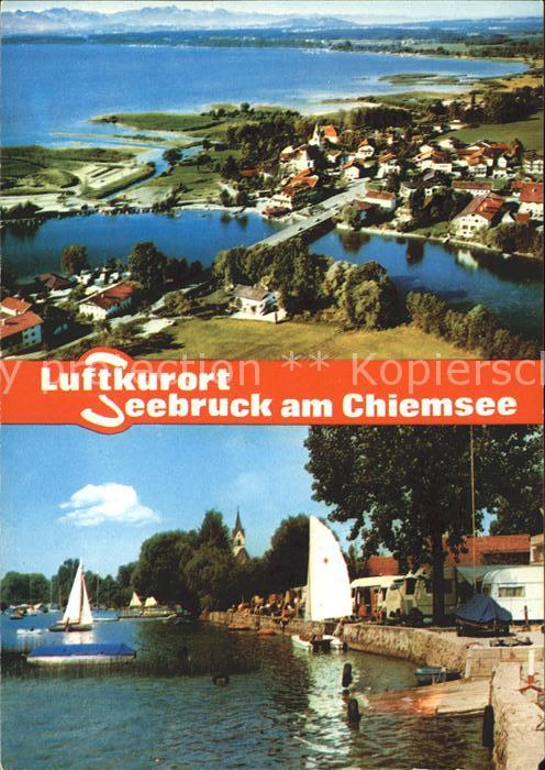 Seebruck Chiemsee Segelboot Camping Fliegeraufnahme