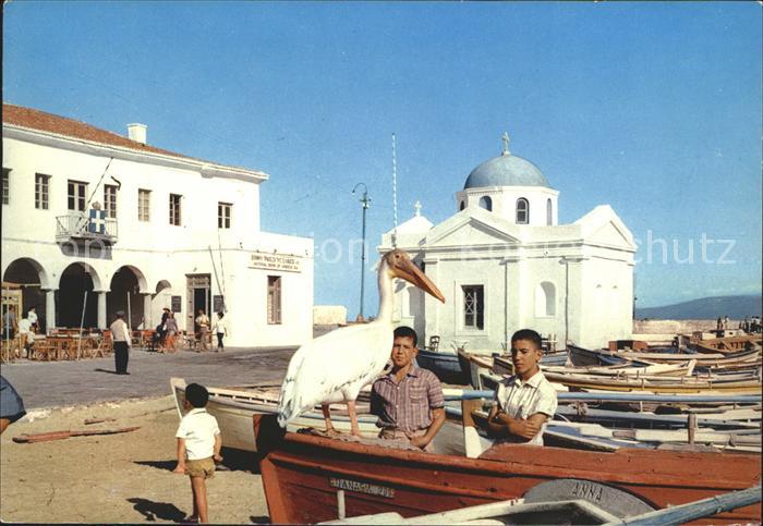 Myconos Ecke Hafen Pelikan