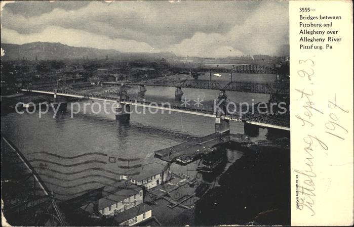 Pittsburg Pennsylvania Bridges between Pittsburg Allegheny Allegheny River
