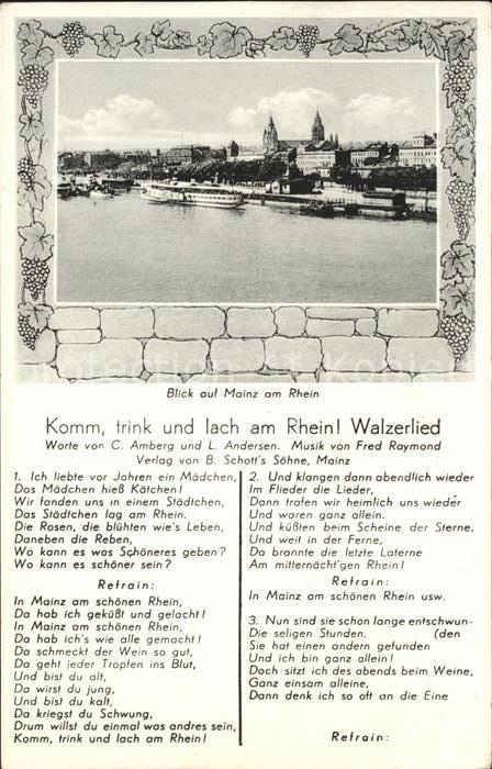 Mainz Rhein Hafen Lied Komm trink und lach am Rhein Walzerlied