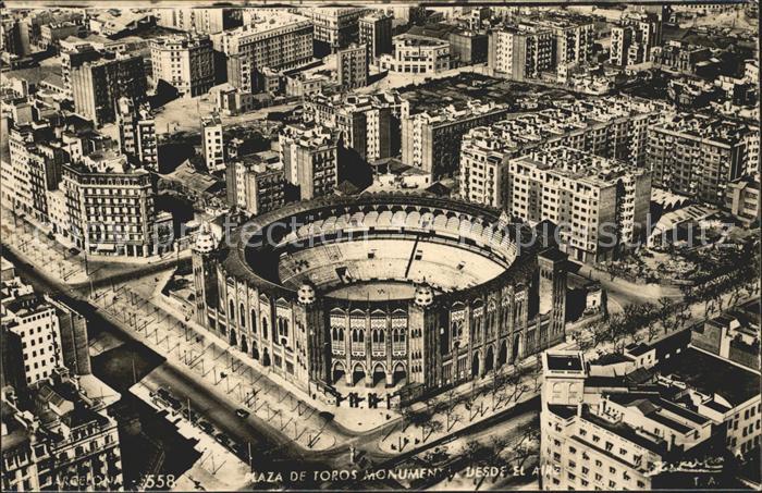 Barcelona Cataluna Plaza Toros Monument Fliegeraufnahme