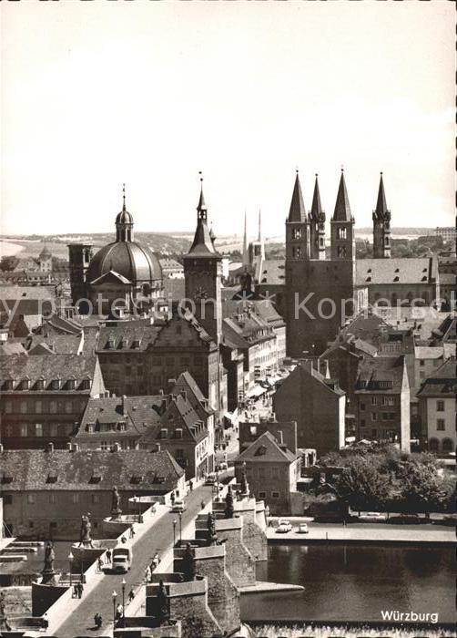 WueRZBURG Bayern Teilansicht Bruecke Kirche