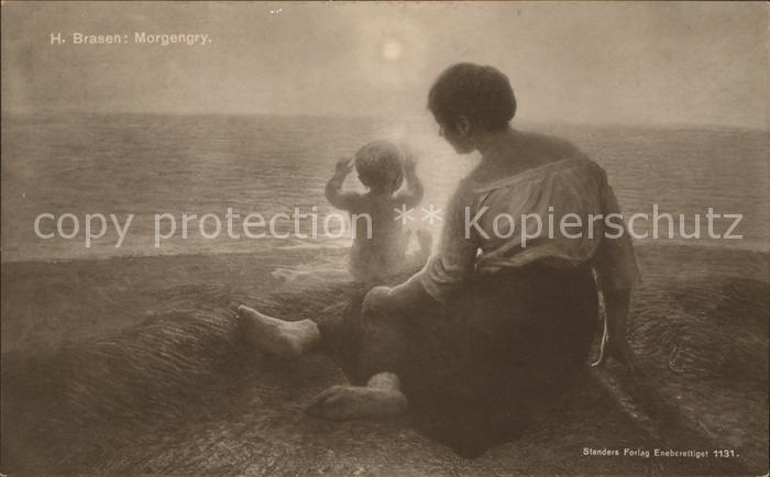 Kuenstlerkarte H. Brasen Morgengry Kind Mutter