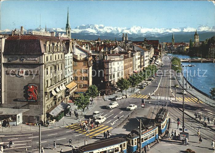 Strassenbahn Zürich Central Limmatquai Alpen