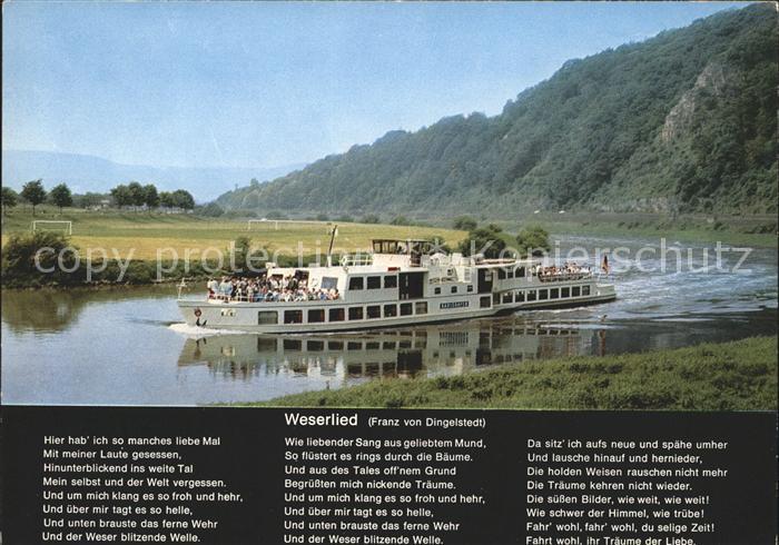 Liederkarte Weserlied Motorschiff