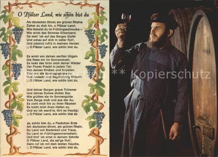 Wein Liederkarte O Pfaelzer Land wie schoen du bist