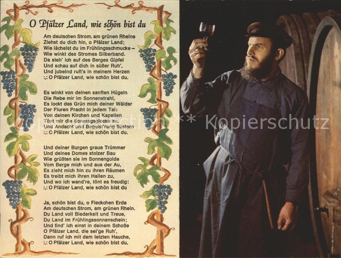 Wein Liederkarte O Pfaelzer Land wie schoen bist du