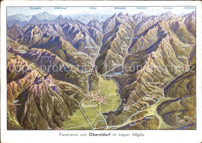 Oberstdorf Panoramakarte Marchspitze Kratzer Hohes Licht