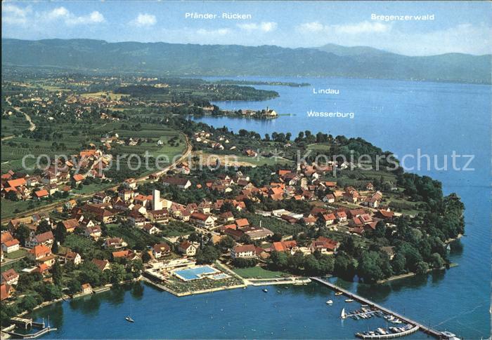 Nonnenhorn Fliegeraufnahme mit Freibad direkt am Bodensee