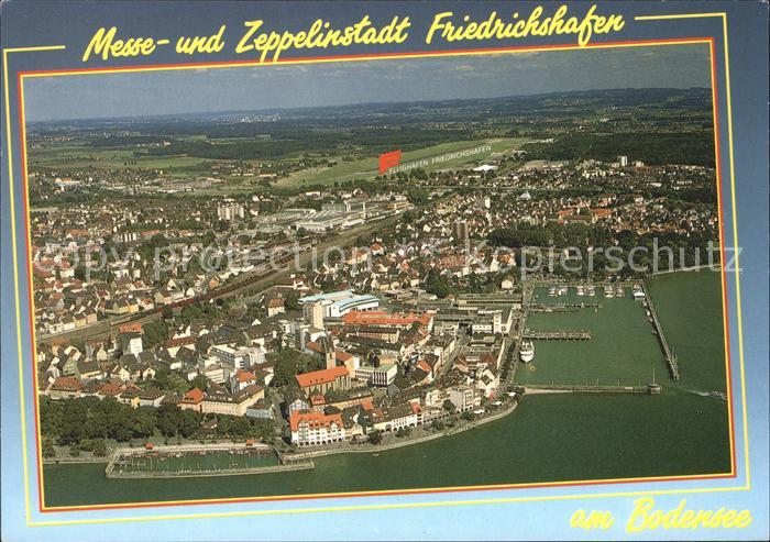 Friedrichshafen Bodensee Fliegeraufnahme Messe und Zeppelinstadt