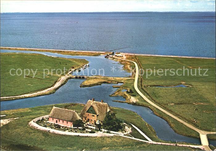 Hallig Hooge Fliegeraufnahme Kirchwarft