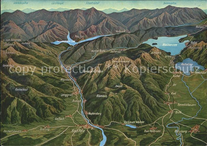 Bad Toelz Panoramakarte rund um die Benediktenwand