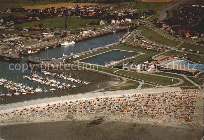 Bensersiel Fliegeraufnahme Hafen Strand