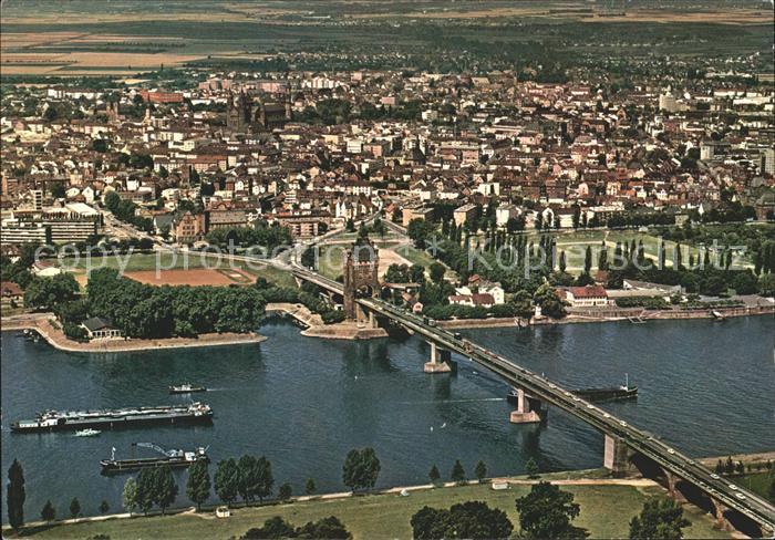 Worms Rhein Fliegeraufnahme Niebelungenbruecke