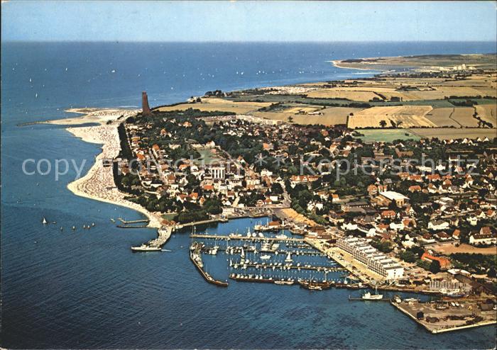 Laboe Fliegeraufnahme mit Hafen und Strand