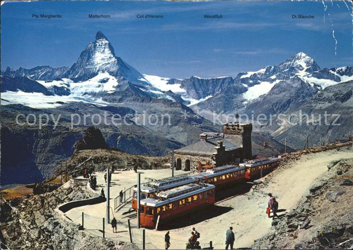 Zahnradbahn Station Gornergrat Zermatt Matterhorn Dt. Blanche