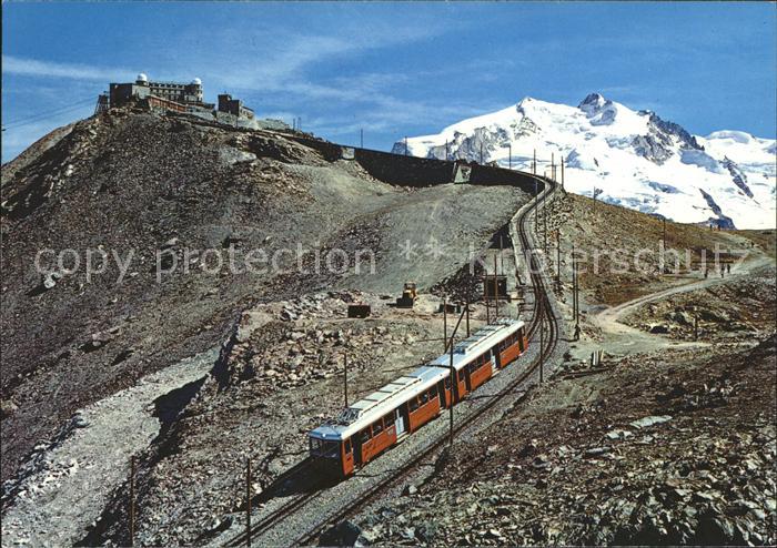 Zahnradbahn Gornergratbahn Hotel und Station Gornergrat Monte Rose Zermatt