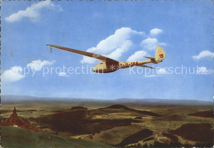 Segelflug Gliding Vol-Voile Vuolo-a-Vela Volo-a-Vela-- D-11-186 Rhoen Wasserkupp