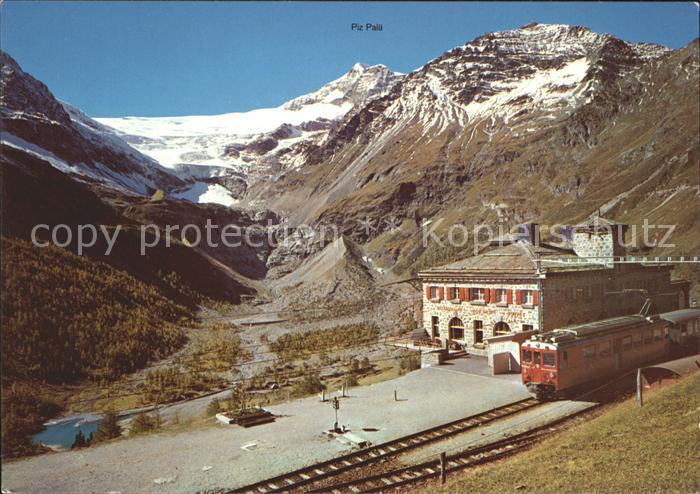 Zahnradbahn Alp Gruem Bahnhof Bahnhofbuffet Palue Gletscher Piz Palue