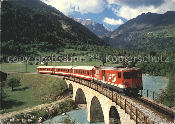Eisenbahn Furka-Oberalp-Bahn Fiesch Weisswasser-Viadukt Fieschertal